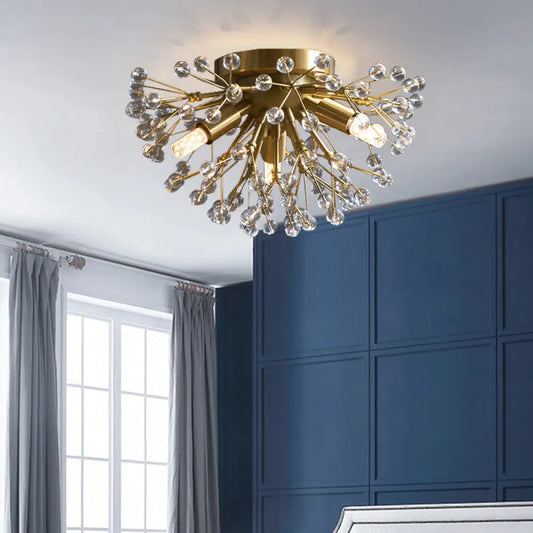 DecorBites™ DecorBites™ Modernist Metallic Dandelion Flushmount Light in Brass with 3/4/6 Bulbs