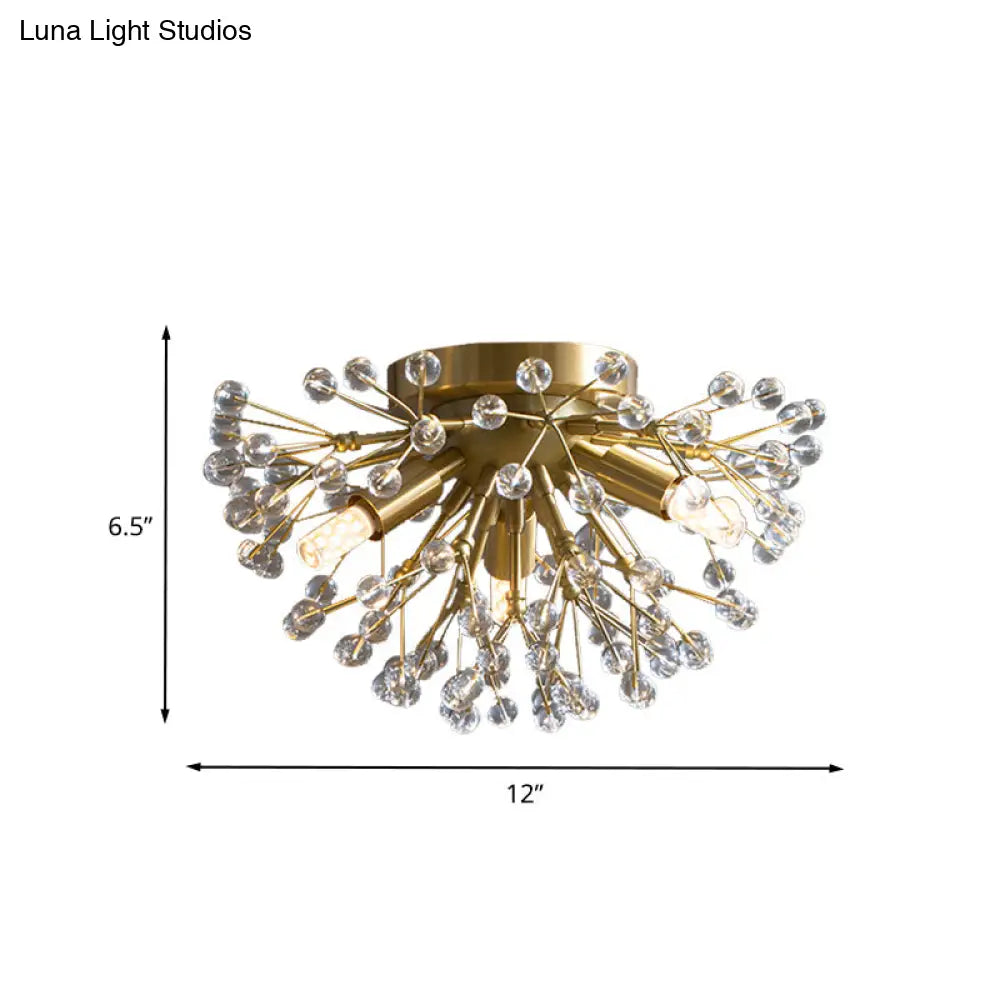 DecorBites™ DecorBites™ Modernist Metallic Dandelion Flushmount Light in Brass with 3/4/6 Bulbs