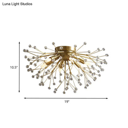 DecorBites™ DecorBites™ Modernist Metallic Dandelion Flushmount Light in Brass with 3/4/6 Bulbs