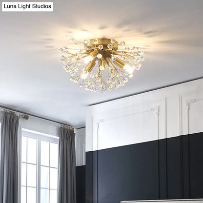 DecorBites™ DecorBites™ Modernist Metallic Dandelion Flushmount Light in Brass with 3/4/6 Bulbs