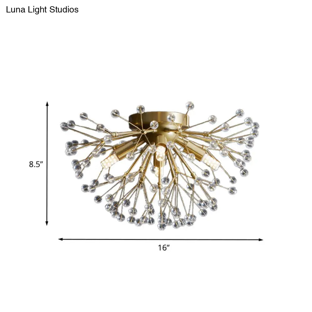 DecorBites™ DecorBites™ Modernist Metallic Dandelion Flushmount Light in Brass with 3/4/6 Bulbs