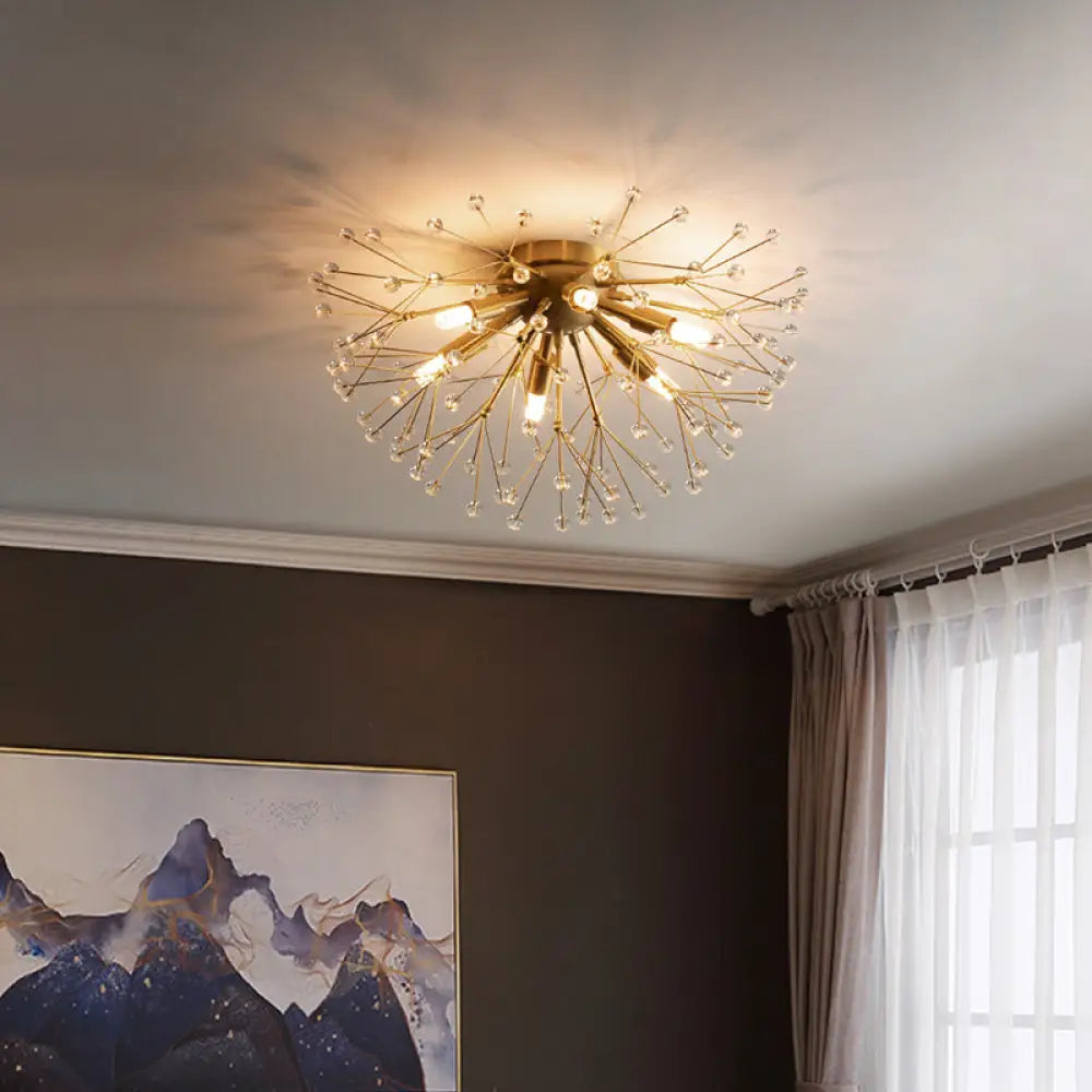 DecorBites™ DecorBites™ Modernist Metallic Dandelion Flushmount Light in Brass with 3/4/6 Bulbs