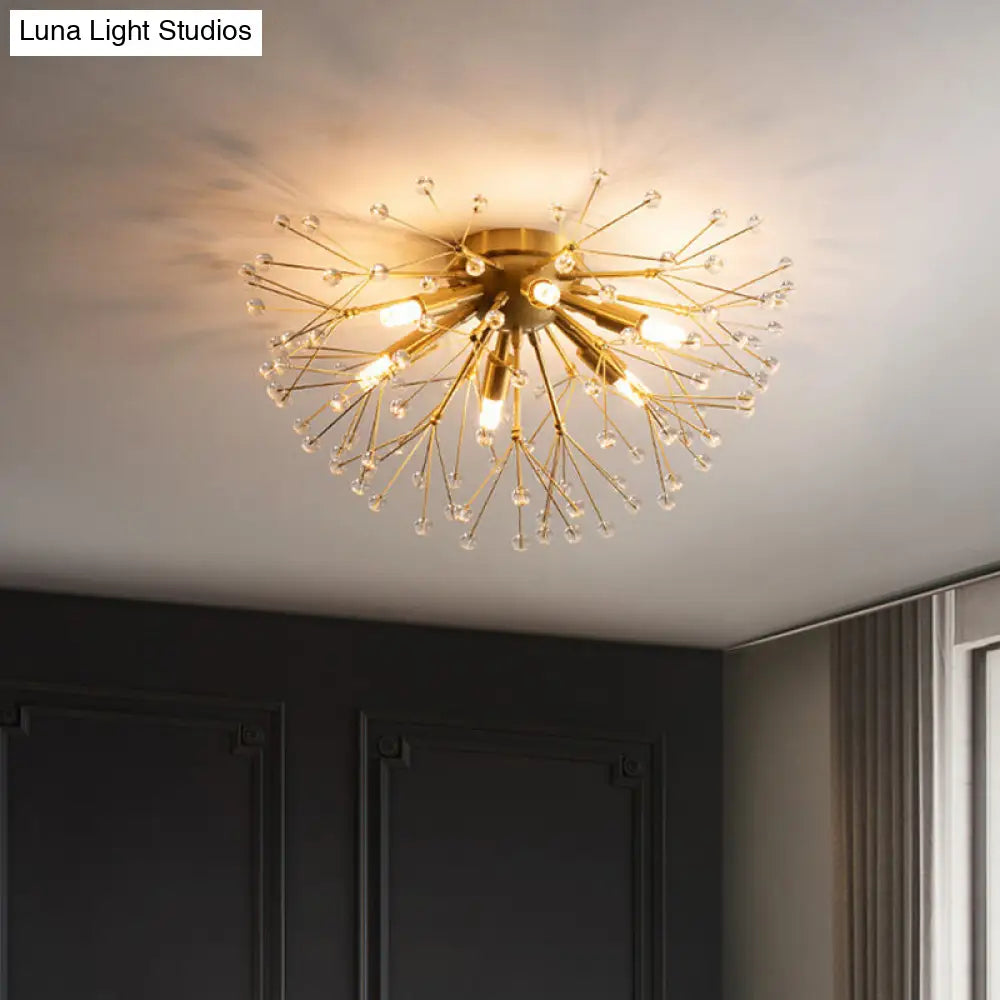 DecorBites™ DecorBites™ Modernist Metallic Dandelion Flushmount Light in Brass with 3/4/6 Bulbs