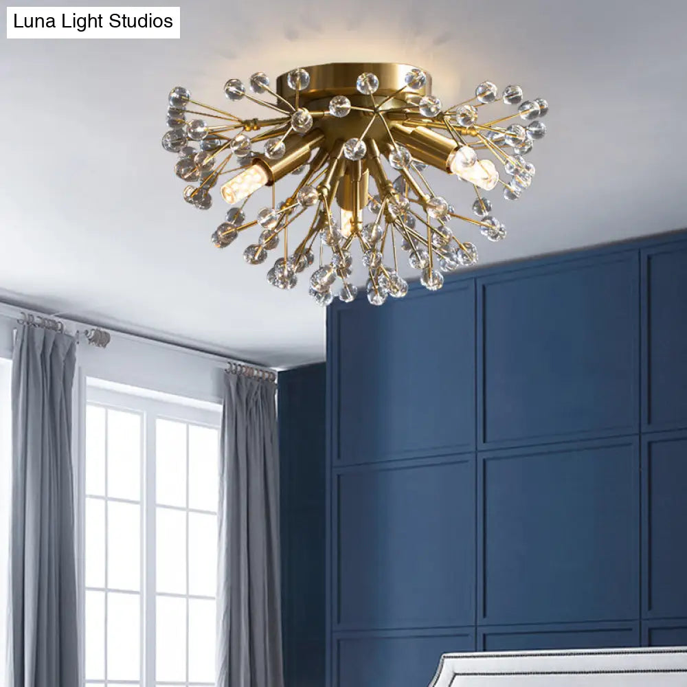 DecorBites™ DecorBites™ Modernist Metallic Dandelion Flushmount Light in Brass with 3/4/6 Bulbs