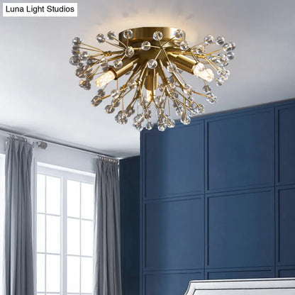 DecorBites™ DecorBites™ Modernist Metallic Dandelion Flushmount Light in Brass with 3/4/6 Bulbs