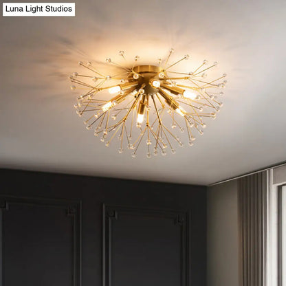 DecorBites™ DecorBites™ Modernist Metallic Dandelion Flushmount Light in Brass with 3/4/6 Bulbs