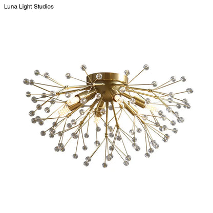 DecorBites™ DecorBites™ Modernist Metallic Dandelion Flushmount Light in Brass with 3/4/6 Bulbs