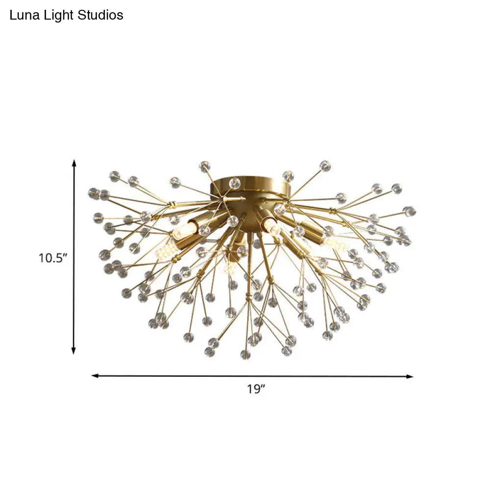 DecorBites™ DecorBites™ Modernist Metallic Dandelion Flushmount Light in Brass with 3/4/6 Bulbs