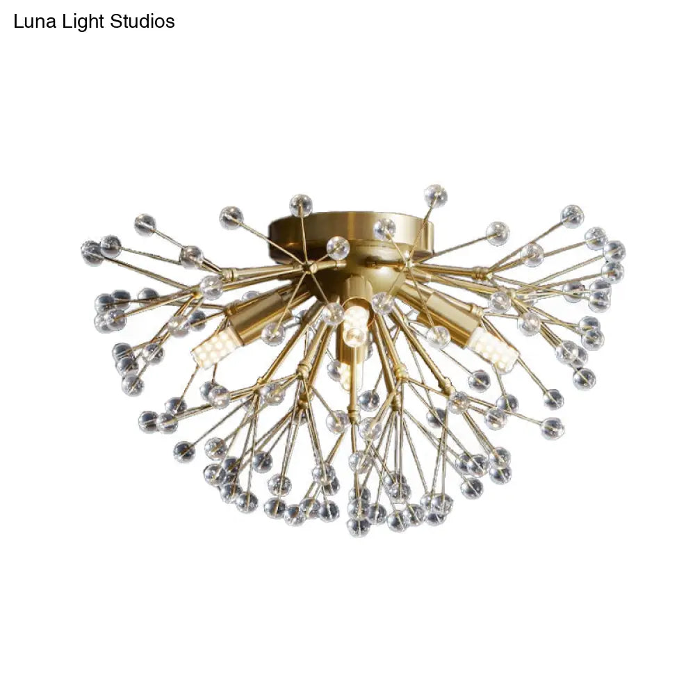 DecorBites™ DecorBites™ Modernist Metallic Dandelion Flushmount Light in Brass with 3/4/6 Bulbs