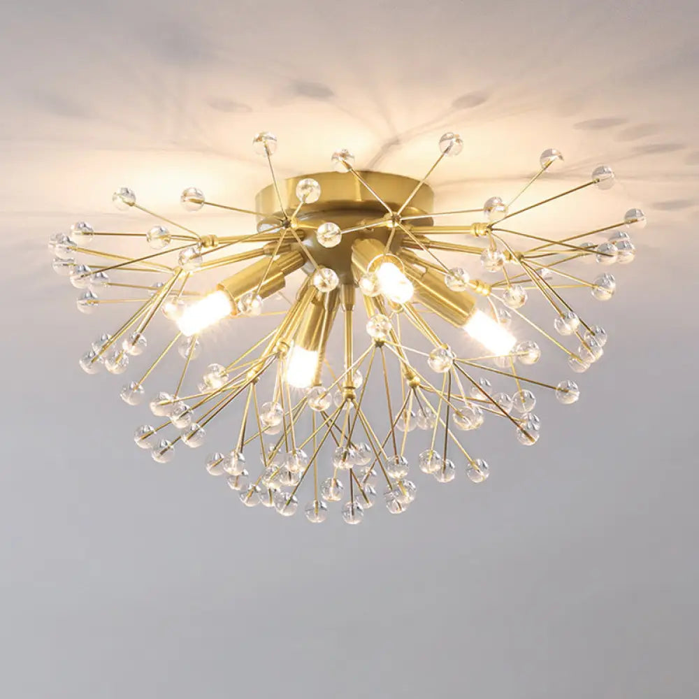 DecorBites™ DecorBites™ Modernist Metallic Dandelion Flushmount Light in Brass with 3/4/6 Bulbs