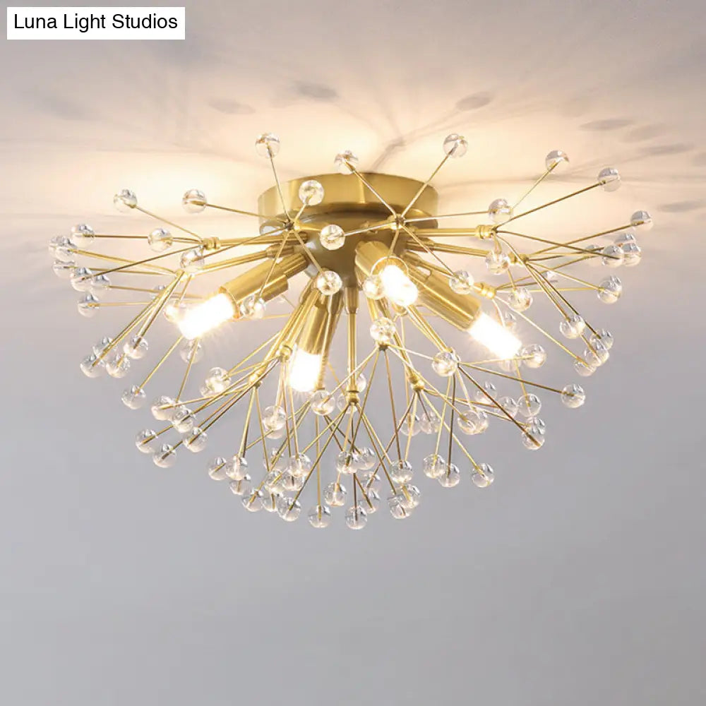 DecorBites™ DecorBites™ Modernist Metallic Dandelion Flushmount Light in Brass with 3/4/6 Bulbs