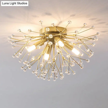 DecorBites™ DecorBites™ Modernist Metallic Dandelion Flushmount Light in Brass with 3/4/6 Bulbs