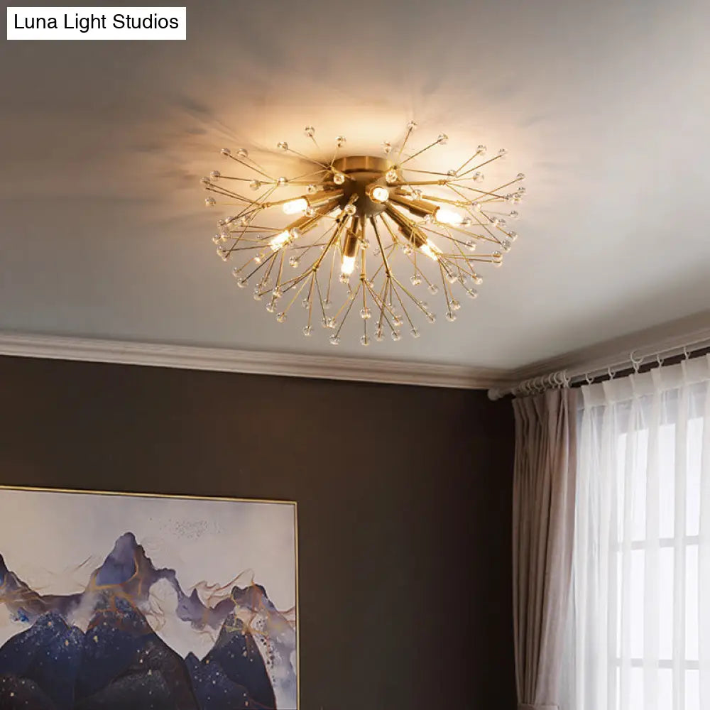 DecorBites™ DecorBites™ Modernist Metallic Dandelion Flushmount Light in Brass with 3/4/6 Bulbs