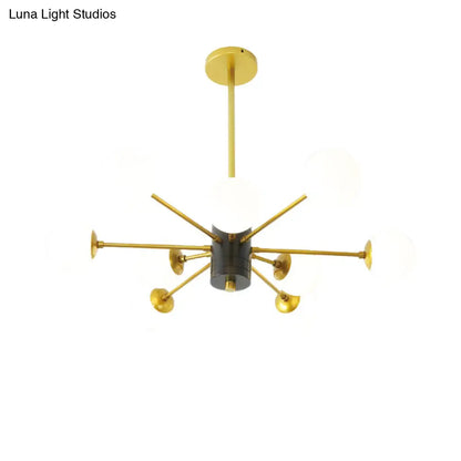 Lámpara de techo colgante modernista de cristal opalino con diseño de explosión - 6/8/9 luces en dorado