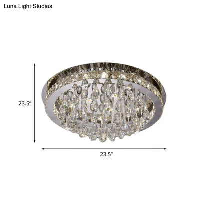 DecorBites™ DecorBites™ Modernist Nickel LED Ceiling Flush Light with Crystal-Encrusted Beveled Cut Circles and Drops