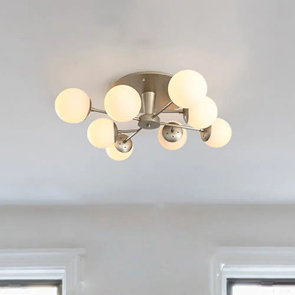 DecorBites™ DecorBites™ Modernist Opal Glass Semi-Flush Mount with Silver/Rose Gold Finish and 8 Lights