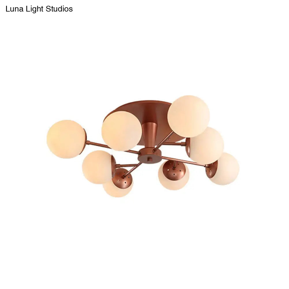 DecorBites™ DecorBites™ Modernist Opal Glass Semi-Flush Mount with Silver/Rose Gold Finish and 8 Lights