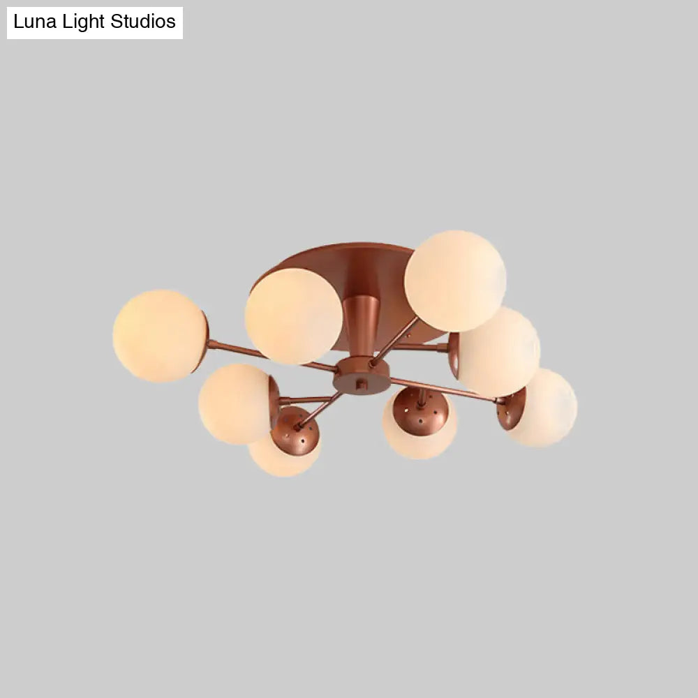DecorBites™ DecorBites™ Modernist Opal Glass Semi-Flush Mount with Silver/Rose Gold Finish and 8 Lights