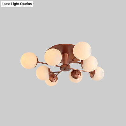 DecorBites™ DecorBites™ Modernist Opal Glass Semi-Flush Mount with Silver/Rose Gold Finish and 8 Lights