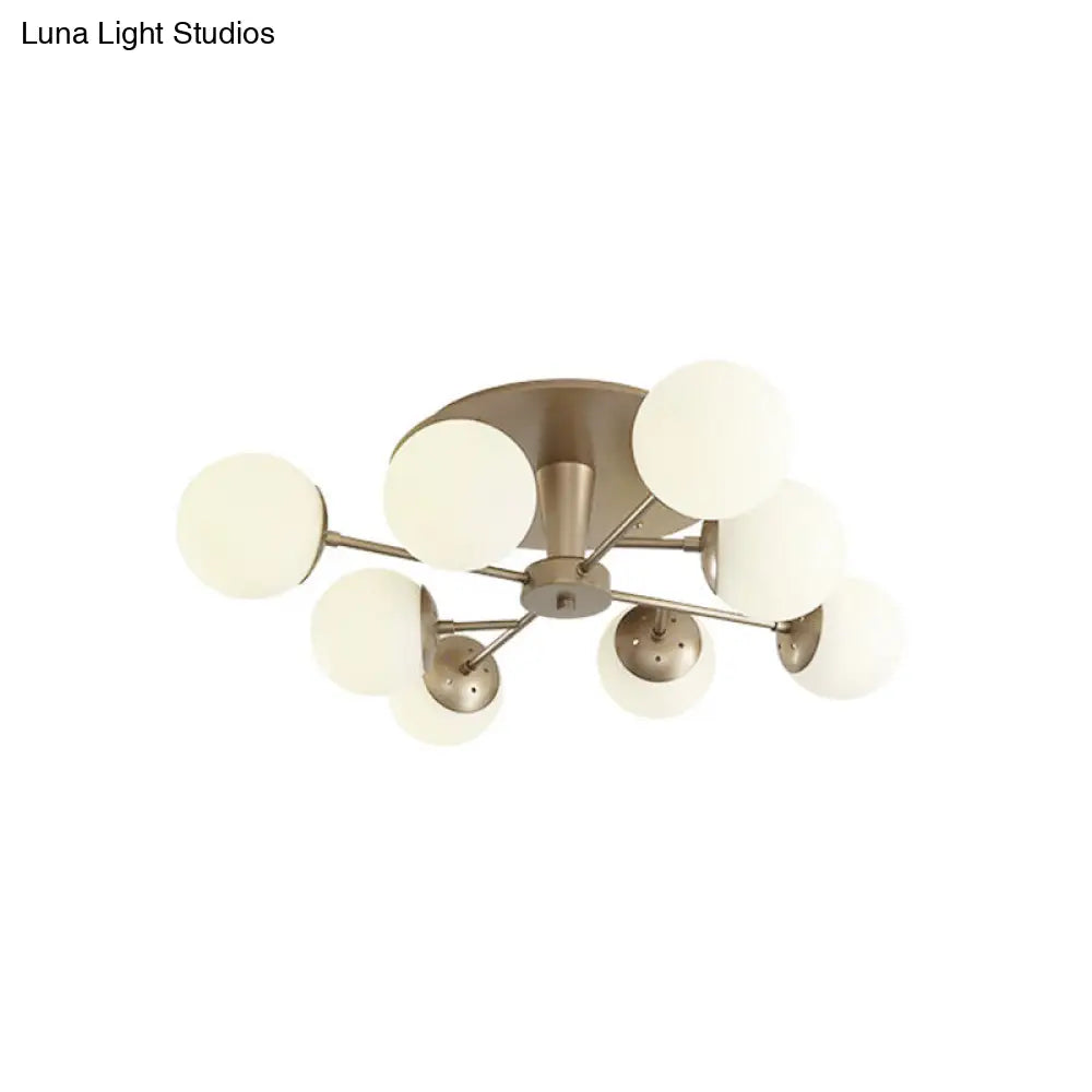DecorBites™ DecorBites™ Modernist Opal Glass Semi-Flush Mount with Silver/Rose Gold Finish and 8 Lights