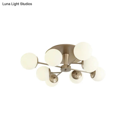 DecorBites™ DecorBites™ Modernist Opal Glass Semi-Flush Mount with Silver/Rose Gold Finish and 8 Lights