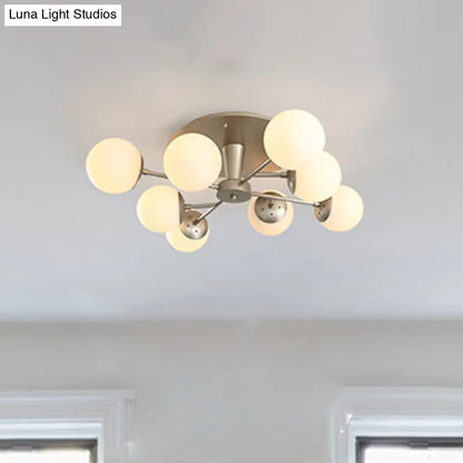 DecorBites™ DecorBites™ Modernist Opal Glass Semi-Flush Mount with Silver/Rose Gold Finish and 8 Lights