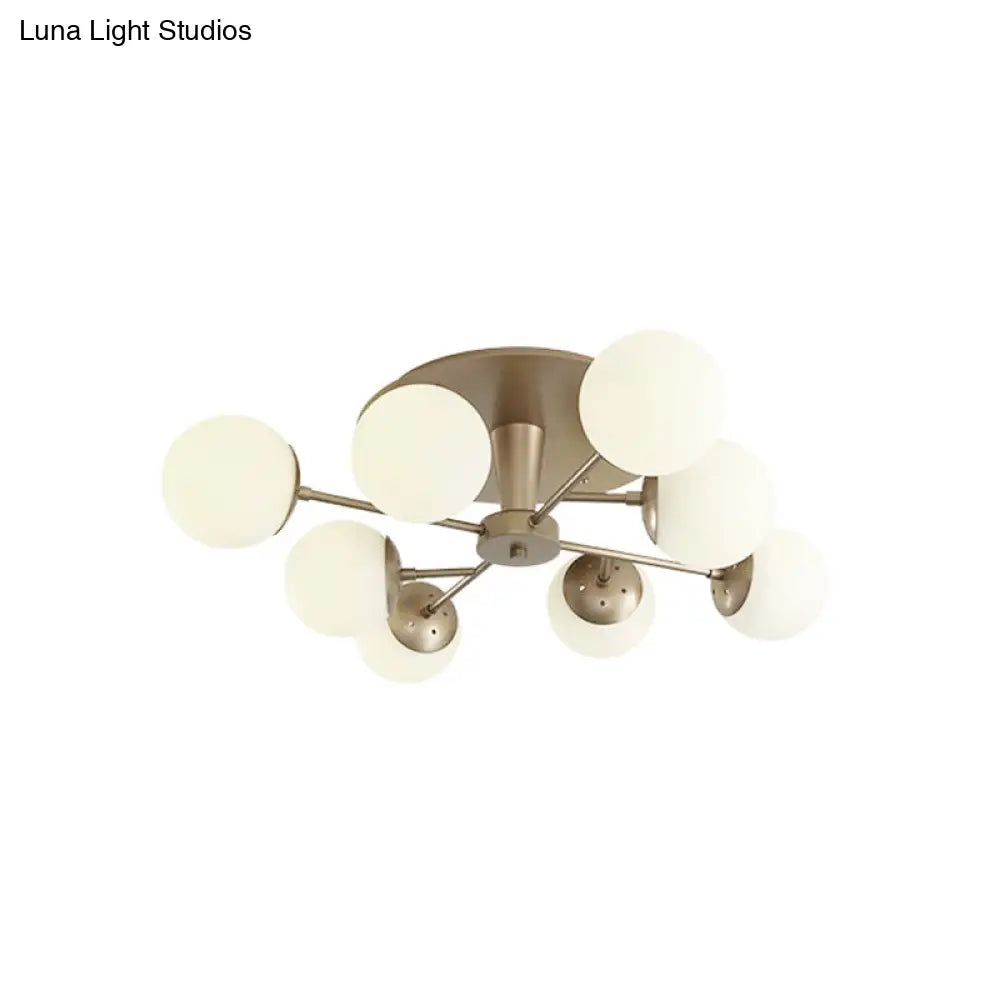 DecorBites™ DecorBites™ Modernist Opal Glass Semi-Flush Mount with Silver/Rose Gold Finish and 8 Lights