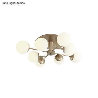 DecorBites™ DecorBites™ Modernist Opal Glass Semi-Flush Mount with Silver/Rose Gold Finish and 8 Lights
