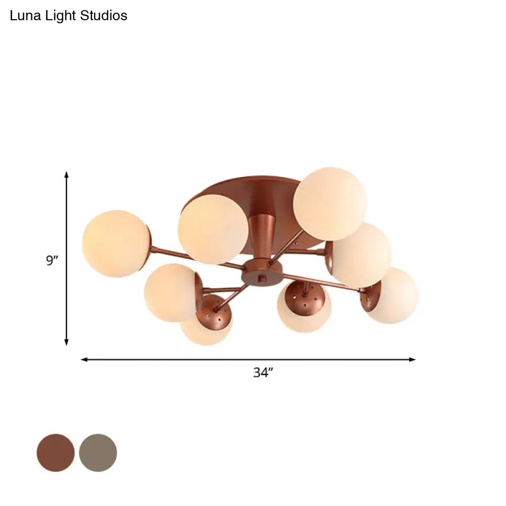 DecorBites™ DecorBites™ Modernist Opal Glass Semi-Flush Mount with Silver/Rose Gold Finish and 8 Lights
