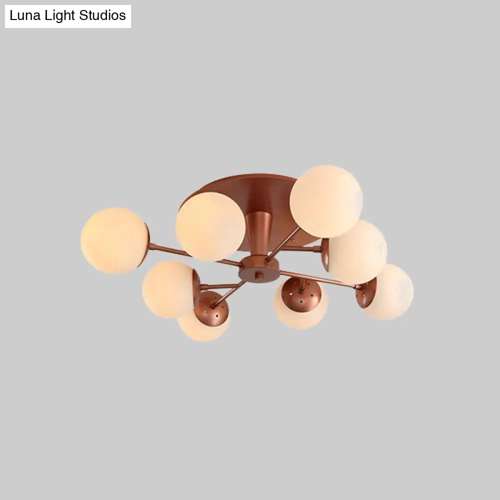DecorBites™ DecorBites™ Modernist Opal Glass Semi-Flush Mount with Silver/Rose Gold Finish and 8 Lights