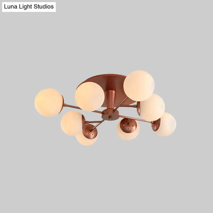 DecorBites™ DecorBites™ Modernist Opal Glass Semi-Flush Mount with Silver/Rose Gold Finish and 8 Lights