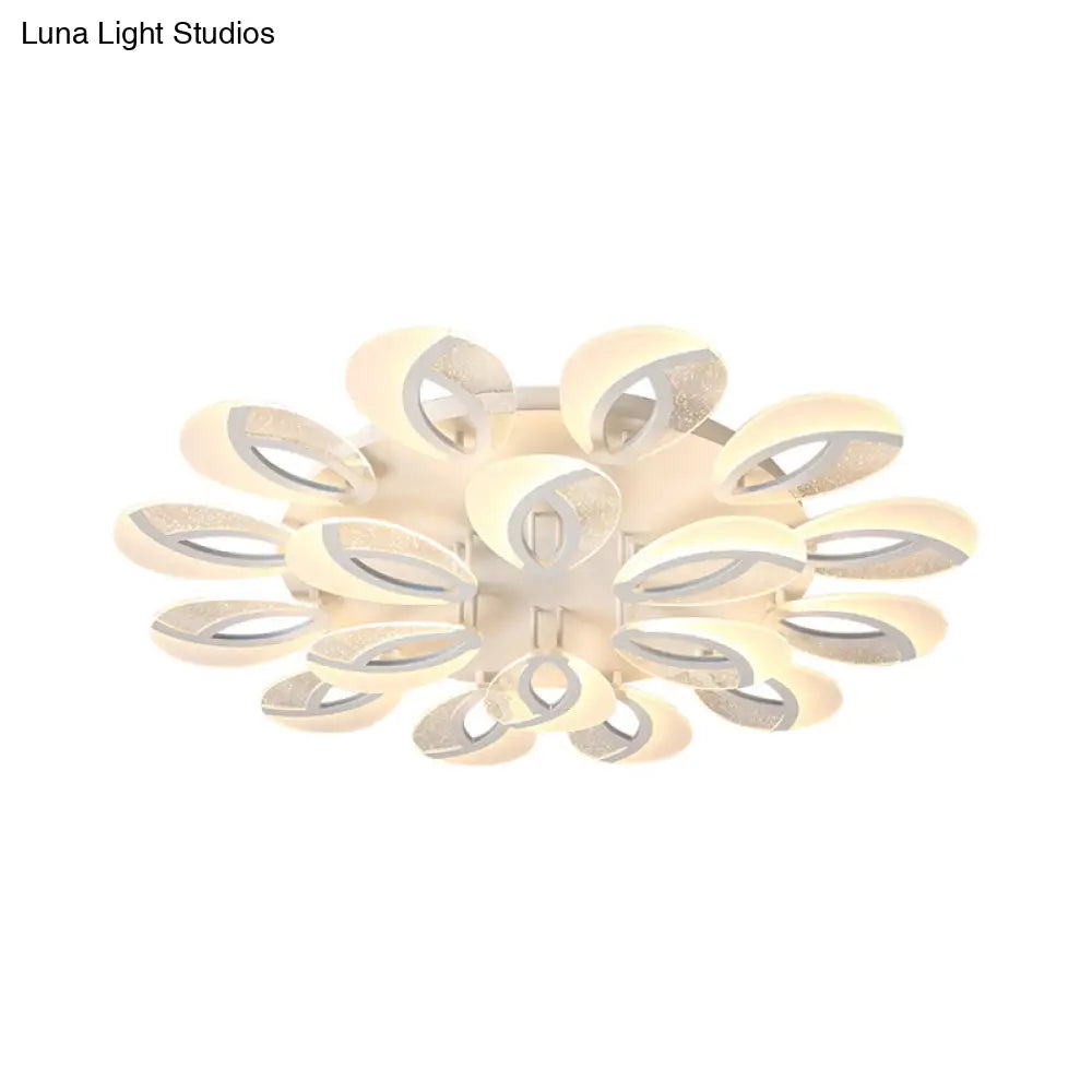 DecorBites™ DecorBites™ Modernist Petal LED Ceiling Light Fixture - Acrylic, White Semi Mount Lighting for Bedroom (5/9/18-Light)