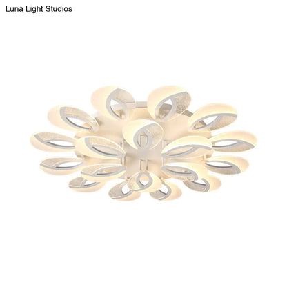 DecorBites™ DecorBites™ Modernist Petal LED Ceiling Light Fixture - Acrylic, White Semi Mount Lighting for Bedroom (5/9/18-Light)