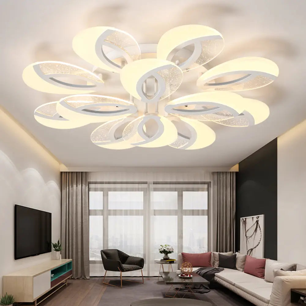 DecorBites™ DecorBites™ Modernist Petal LED Ceiling Light Fixture - Acrylic, White Semi Mount Lighting for Bedroom (5/9/18-Light)
