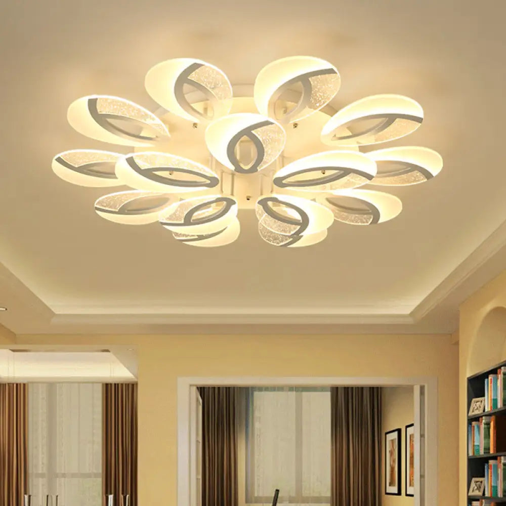 DecorBites™ DecorBites™ Modernist Petal LED Ceiling Light Fixture - Acrylic, White Semi Mount Lighting for Bedroom (5/9/18-Light)