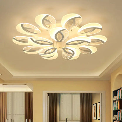 DecorBites™ DecorBites™ Modernist Petal LED Ceiling Light Fixture - Acrylic, White Semi Mount Lighting for Bedroom (5/9/18-Light)