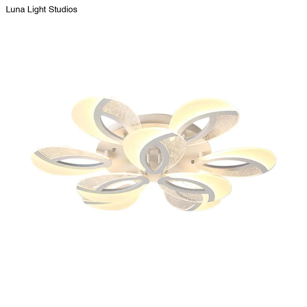 DecorBites™ DecorBites™ Modernist Petal LED Ceiling Light Fixture - Acrylic, White Semi Mount Lighting for Bedroom (5/9/18-Light)