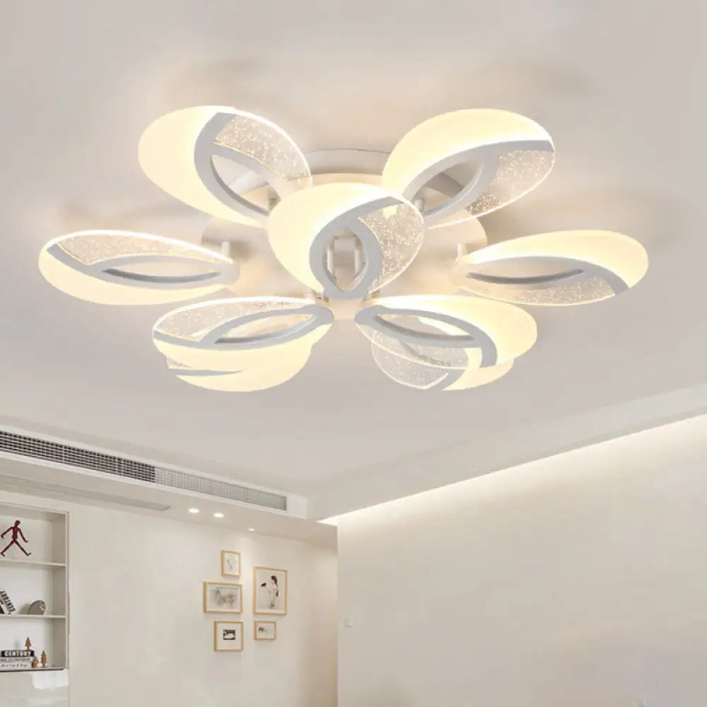 DecorBites™ DecorBites™ Modernist Petal LED Ceiling Light Fixture - Acrylic, White Semi Mount Lighting for Bedroom (5/9/18-Light)