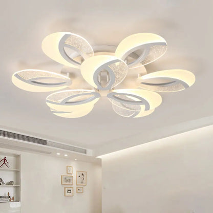 DecorBites™ DecorBites™ Modernist Petal LED Ceiling Light Fixture - Acrylic, White Semi Mount Lighting for Bedroom (5/9/18-Light)