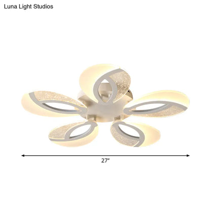 DecorBites™ DecorBites™ Modernist Petal LED Ceiling Light Fixture - Acrylic, White Semi Mount Lighting for Bedroom (5/9/18-Light)
