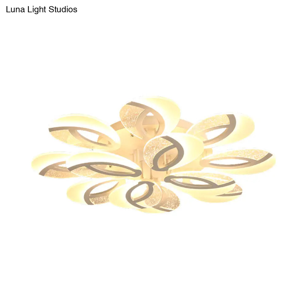DecorBites™ DecorBites™ Modernist Petal LED Ceiling Light Fixture - Acrylic, White Semi Mount Lighting for Bedroom (5/9/18-Light)