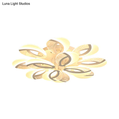 DecorBites™ DecorBites™ Modernist Petal LED Ceiling Light Fixture - Acrylic, White Semi Mount Lighting for Bedroom (5/9/18-Light)