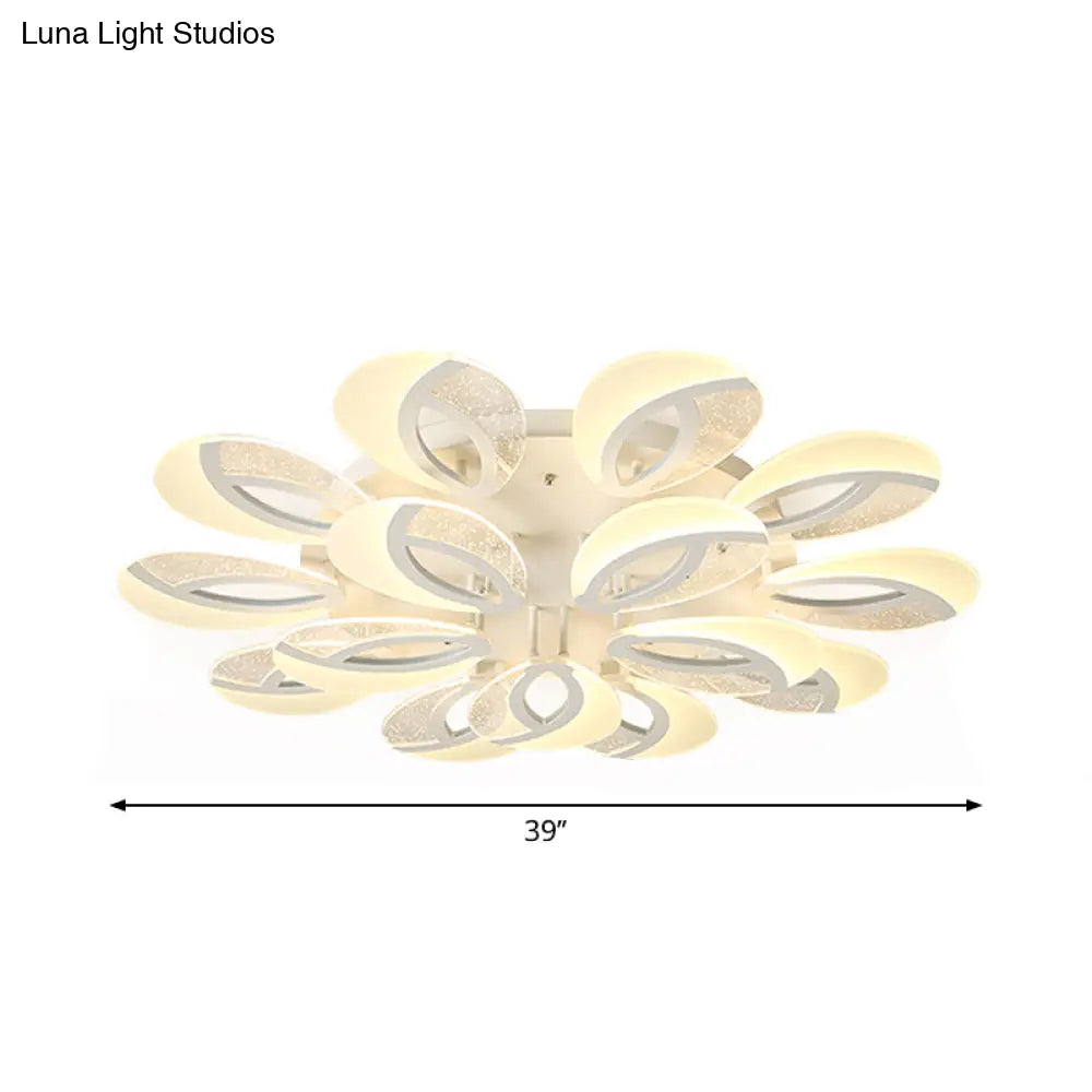 DecorBites™ DecorBites™ Modernist Petal LED Ceiling Light Fixture - Acrylic, White Semi Mount Lighting for Bedroom (5/9/18-Light)