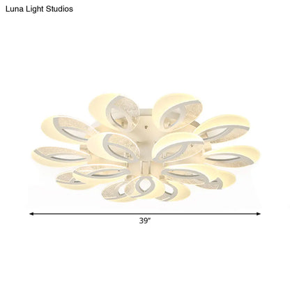 DecorBites™ DecorBites™ Modernist Petal LED Ceiling Light Fixture - Acrylic, White Semi Mount Lighting for Bedroom (5/9/18-Light)