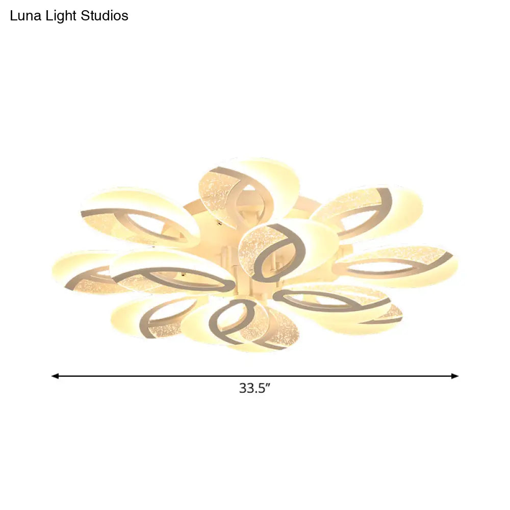 DecorBites™ DecorBites™ Modernist Petal LED Ceiling Light Fixture - Acrylic, White Semi Mount Lighting for Bedroom (5/9/18-Light)