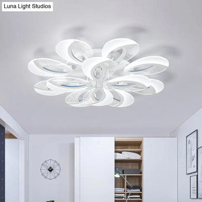 DecorBites™ DecorBites™ Modernist Petal LED Ceiling Light Fixture - Acrylic, White Semi Mount Lighting for Bedroom (5/9/18-Light)