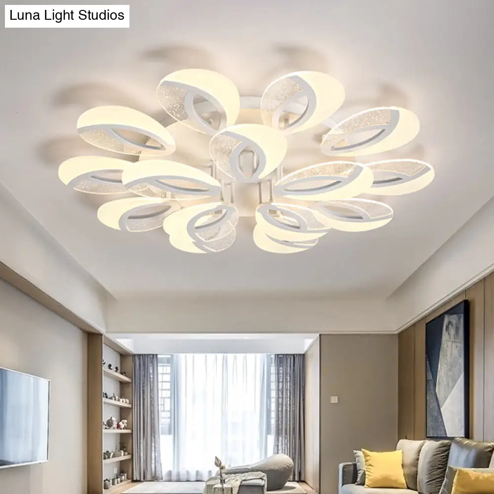 DecorBites™ DecorBites™ Modernist Petal LED Ceiling Light Fixture - Acrylic, White Semi Mount Lighting for Bedroom (5/9/18-Light)