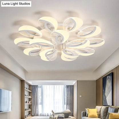 DecorBites™ DecorBites™ Modernist Petal LED Ceiling Light Fixture - Acrylic, White Semi Mount Lighting for Bedroom (5/9/18-Light)