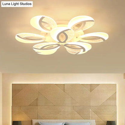 DecorBites™ DecorBites™ Modernist Petal LED Ceiling Light Fixture - Acrylic, White Semi Mount Lighting for Bedroom (5/9/18-Light)