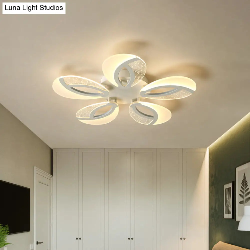 DecorBites™ DecorBites™ Modernist Petal LED Ceiling Light Fixture - Acrylic, White Semi Mount Lighting for Bedroom (5/9/18-Light)